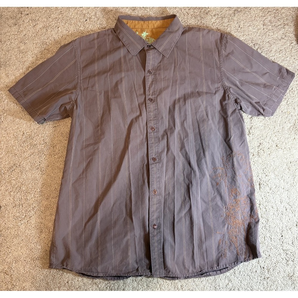 Vans Skateboard Off The Wall Brown Striped Dress Shirt Men's Size XL